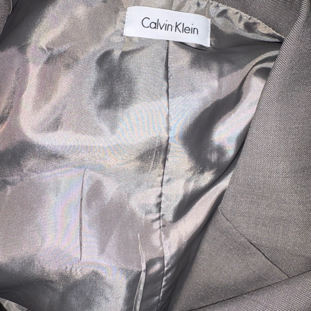 Calvin Klein Business Office Gray Fit And Flare Dress Gray Lined Size 12 - Picture 5 of 5